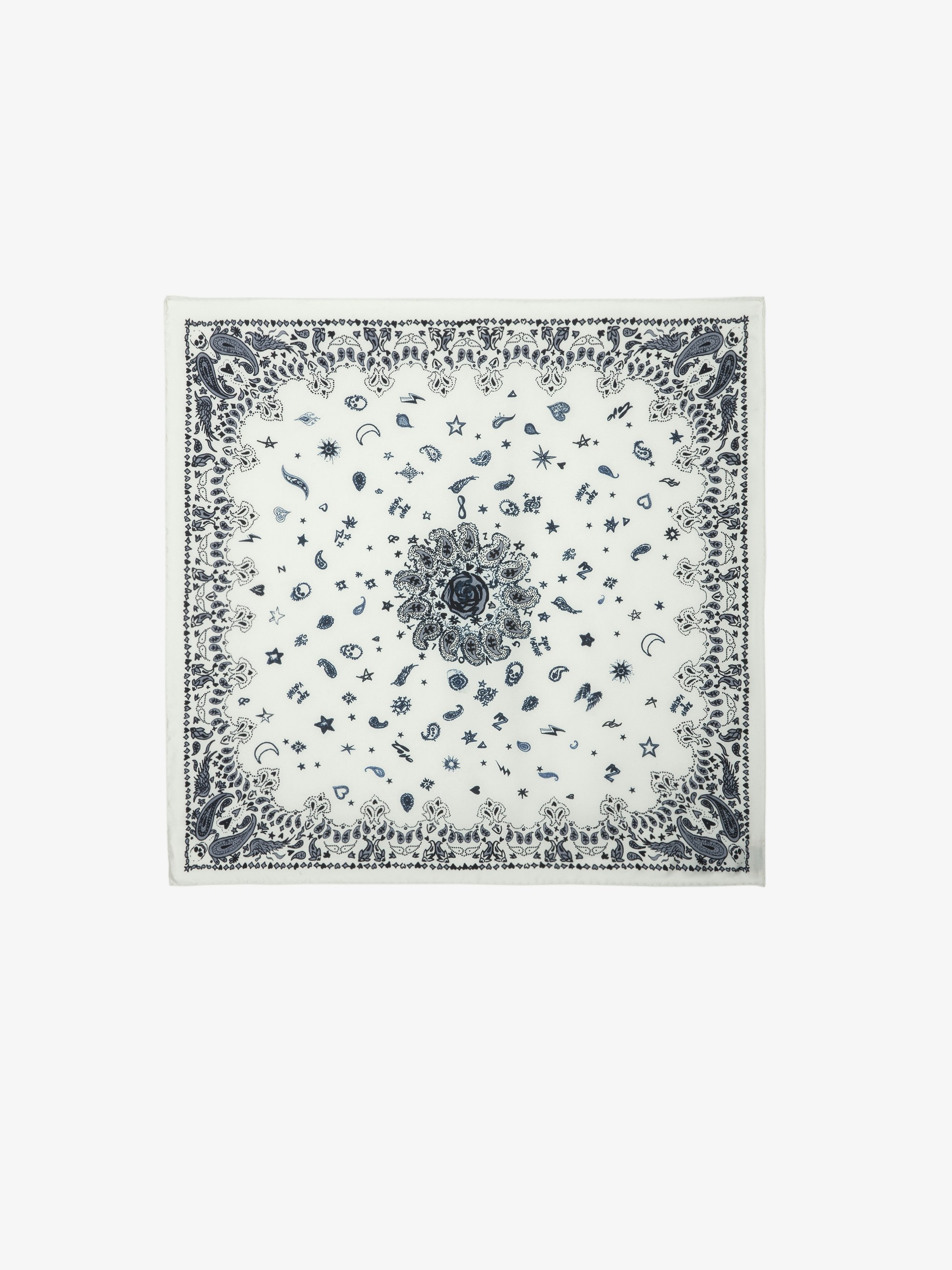 Pañuelo Debbie 65 - Pañuelo cuadrado de seda mixta con estampado de bandana.