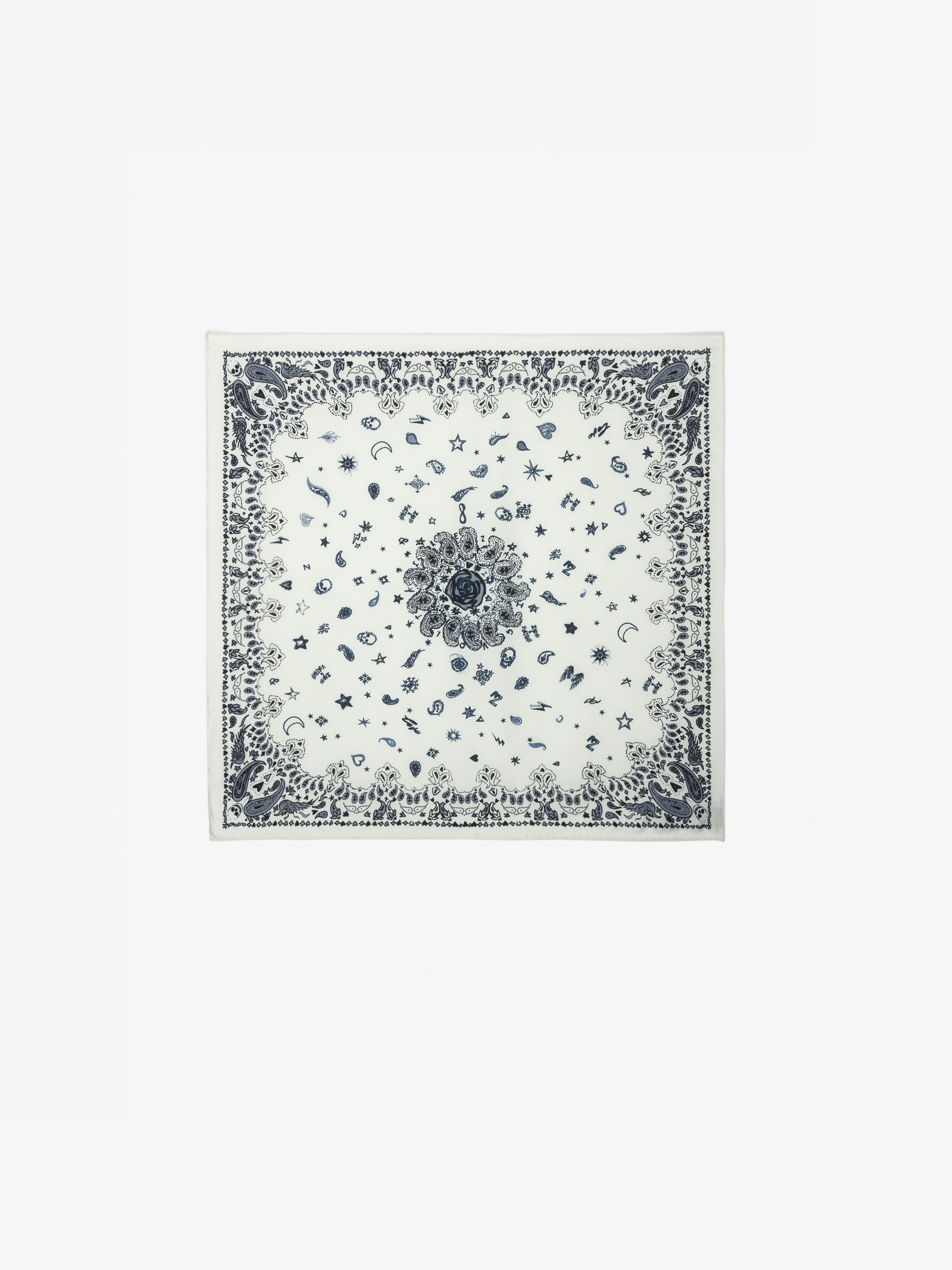 Debbie 65 Scarf - Square scarf in mixed silk with bandana print.