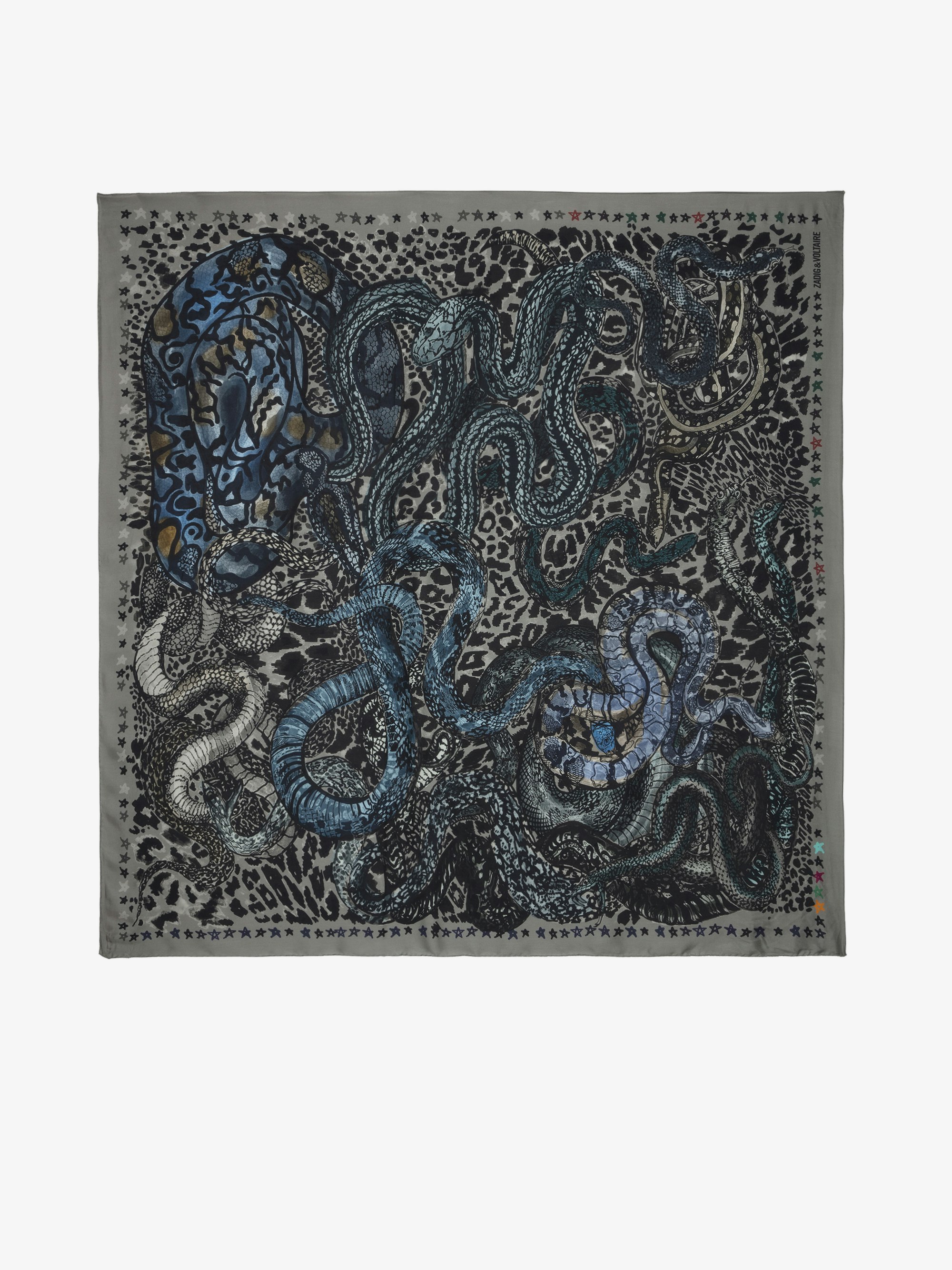 Foulard Billie Snakes - Foulard cuadrado de seda mixta con estampado de serpientes.