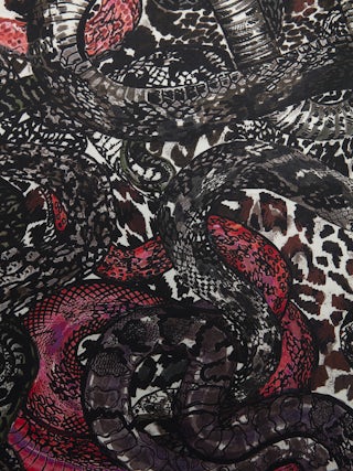 Debbie Snakes 85 Scarf - Square scarf in mixed silk with snake print.