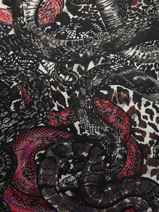 Debbie 85 Snakes Scarf - Square scarf in mixed silk with snake print.