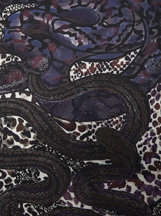 Debbie Snakes 85 Scarf - Square scarf in mixed silk with snake print.