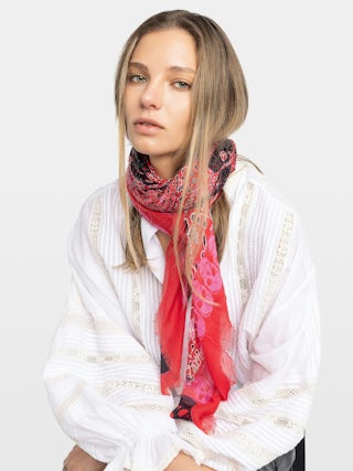 Kerry Garden 135 Scarf - Modal scarf with skull and flower print.