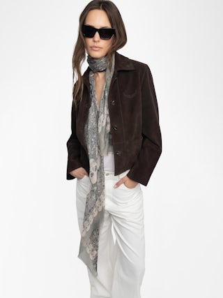 Schal Kerry Garden 135 - Tuch aus Modal mit Totenkopf- und Blumendruck.