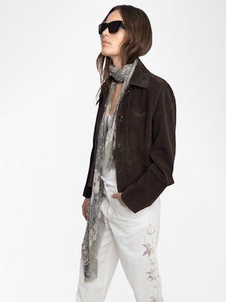 Schal Kerry Garden 135 - Tuch aus Modal mit Totenkopf- und Blumendruck.