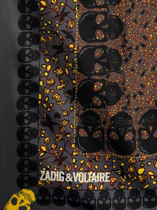 Debbie Garden 85 scarf - Square scarf in silk blend with skull and flower print.