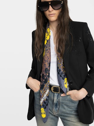 Debbie Garden 85 scarf - Square scarf in silk blend with skull and flower print.