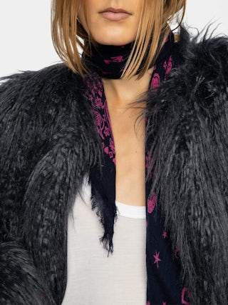 Écharpe Nuage Bandana 90 - Echarpe en cachemire plume avec imprimé bandana.