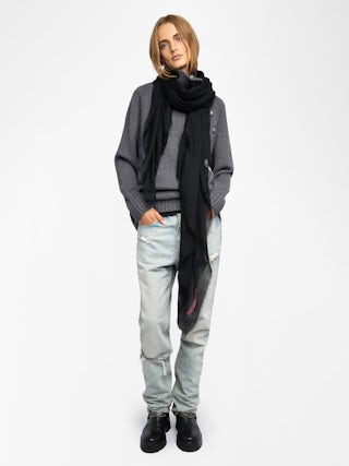 Schal Nuage - Schal aus Kaschmir und Wolle mit bedrucktem Logo.