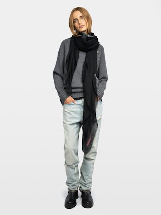 Nuage Scarf - Cashmere and wool scarf with printed logo.