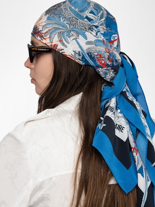 Schale Blondie Jungle 85 - Schale aus Seide mit Dschungelprint.