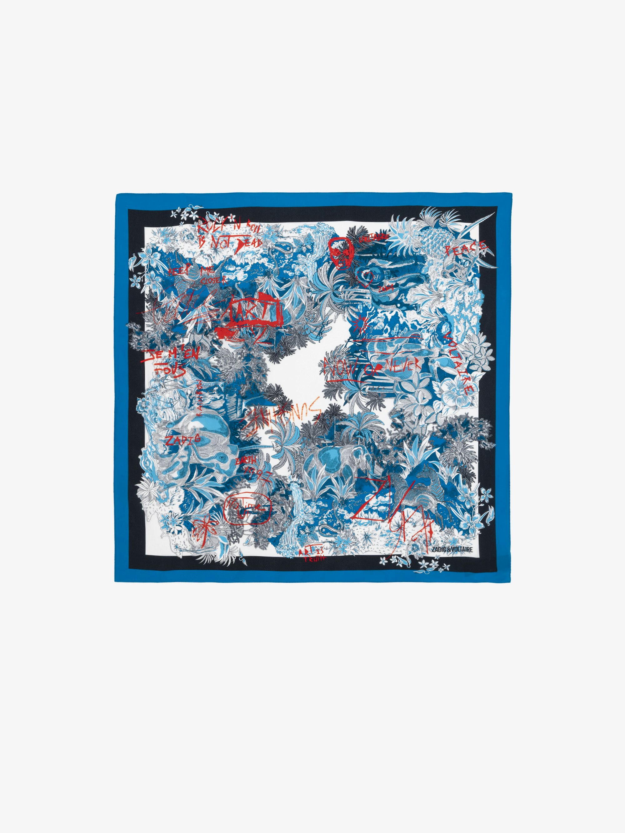 Scarf Blondie Jungle 85 - Silk scarf with jungle print.