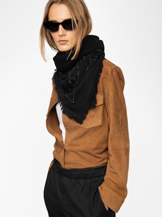 Schal Stevie Strass Western 90 - Kaschmirschal mit Western-Strasssteinen.