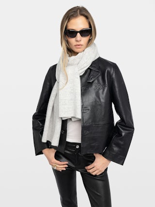 Demi Pointelle Scarf - Long scarf in wool and cashmere with pointelle details.