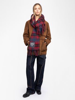 Scarf Joan Tartan - Oversized tartan scarf with fringes.