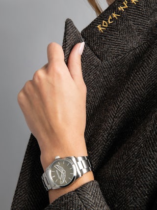 Montre Zadig Wings - Montre en acier inoxydable, avec cadran kaki avec ailes silver et bracelet acier.