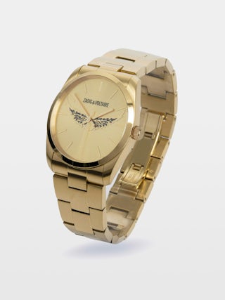 Reloj Zadig Gold Wings - Reloj de acero dorado de mujer con alas