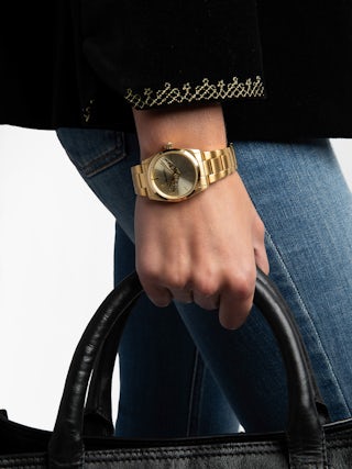 Zadig Gold Wings Watch - Women's steel watch in gold with wings