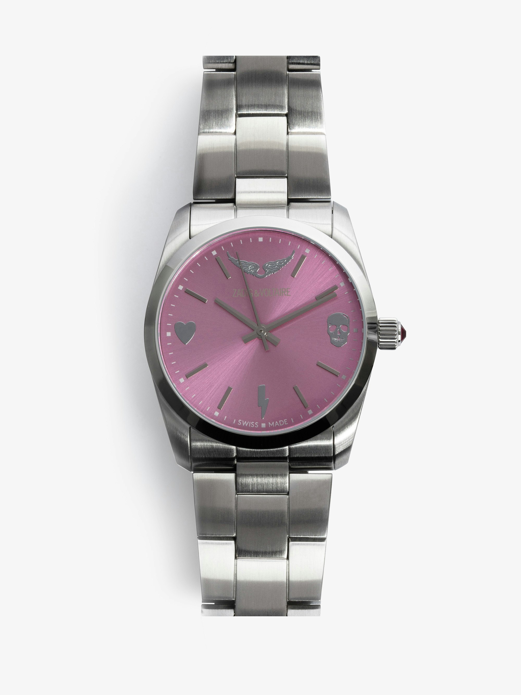 Reloj Time2Love - Reloj de acero inoxidable con esfera color rosa Mujer