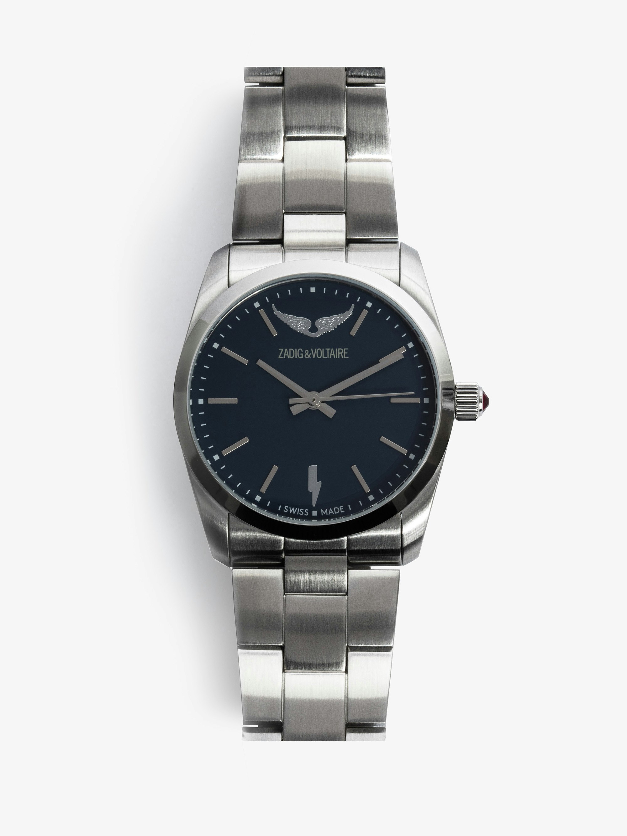 Uhr Time2Love - Damenuhr aus Edelstahl mit mattblauem Zifferblatt