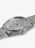 Reloj Zadig Skull - Reloj de acero inoxidable gris con esfera con patrón de calavera.