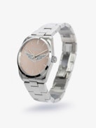 Reloj Zadig Wings - Reloj de acero inoxidable gris con esfera rosa pálido y motivos de alas.