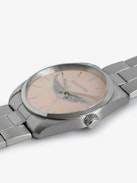 Reloj Zadig Wings - Reloj de acero inoxidable gris con esfera rosa pálido y motivos de alas.