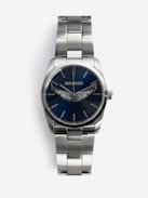 Zadig Wings Watch - Stainless steel watch with navy blue dial featuring wing motifs.