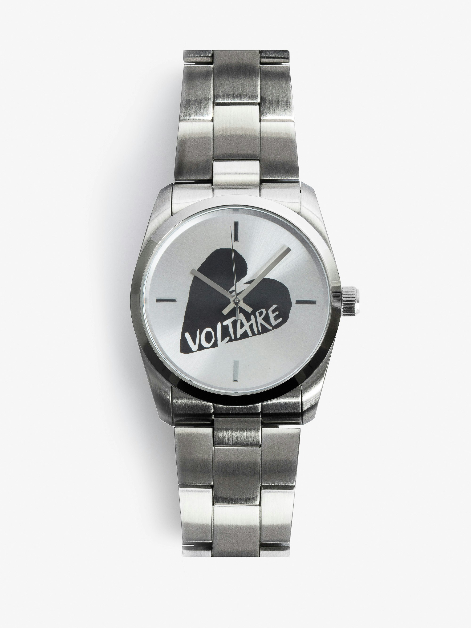 Montre Zadig Heart - Montre en acier inoxydable gris à cadran cœur Voltaire.
