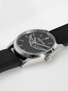 Montre Zadig Rubber Wings - Montre en acier inoxydable gris et bracelet en silicone à cadran noir motifs ailes.