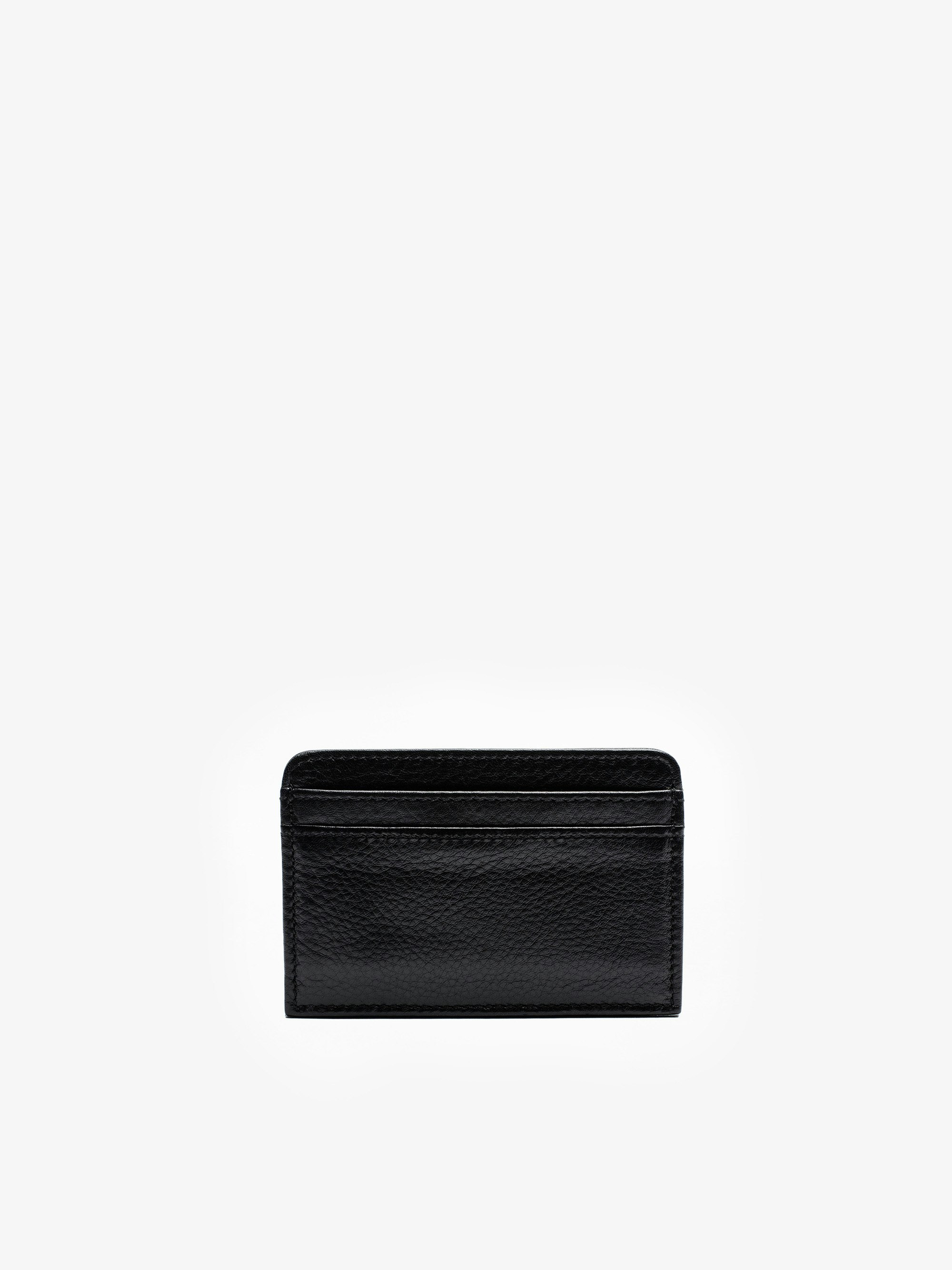Black Leather Card Holder with Rhinestones | Zadig&Voltaire