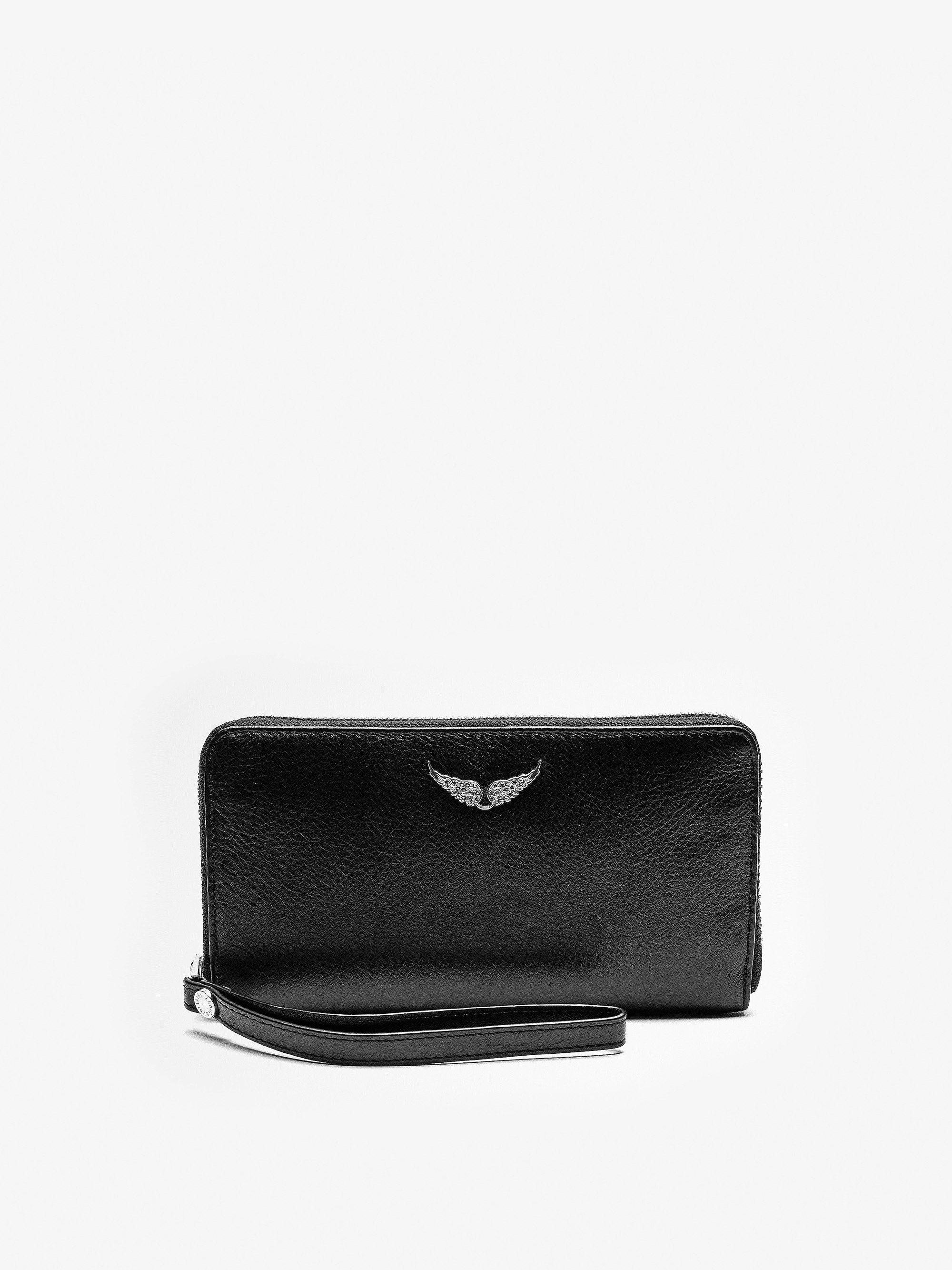 Brieftasche Compagnon - Damen-Portemonnaie aus schwarzem Leder.