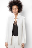 Veste Volly Crepe - Veste blanche femme, ajustée en crêpe