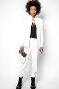 Veste Volly Crepe - Veste blanche femme, ajustée en crêpe
