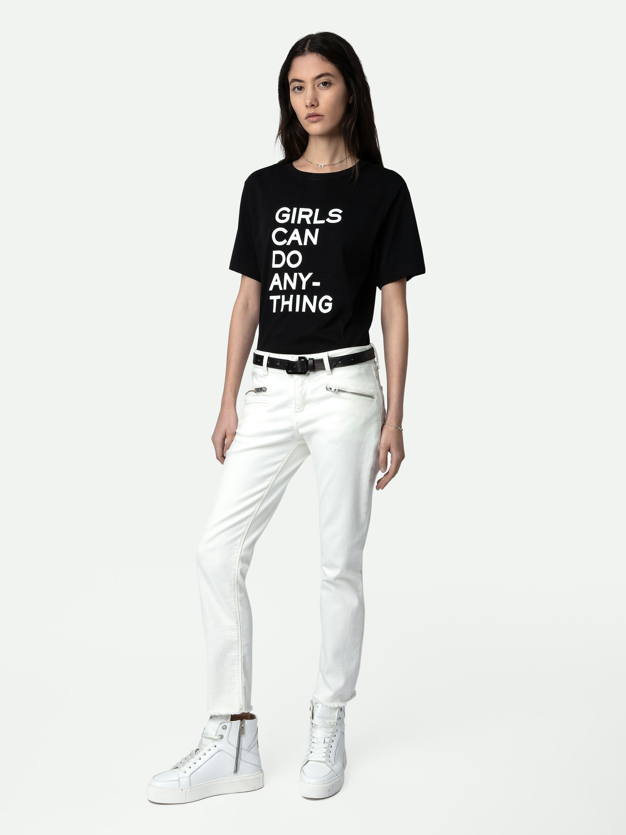 Ava Jeans - Women's white slim jeans.