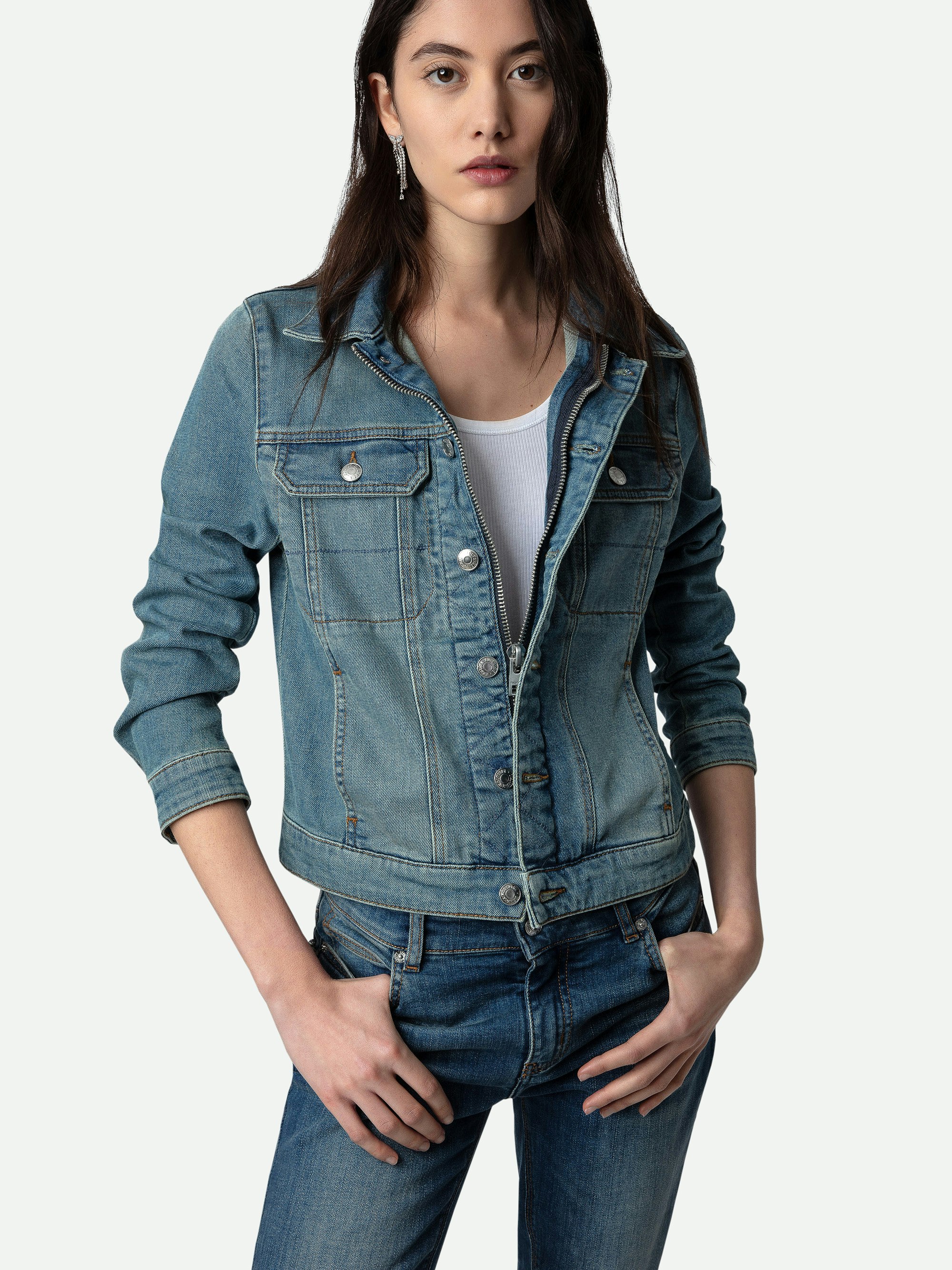 Kioky Denim Jacket  - A Zadig&Voltaire must-have, the Kioki denim jacket with topstitching details is resolutely casual and on-trend.