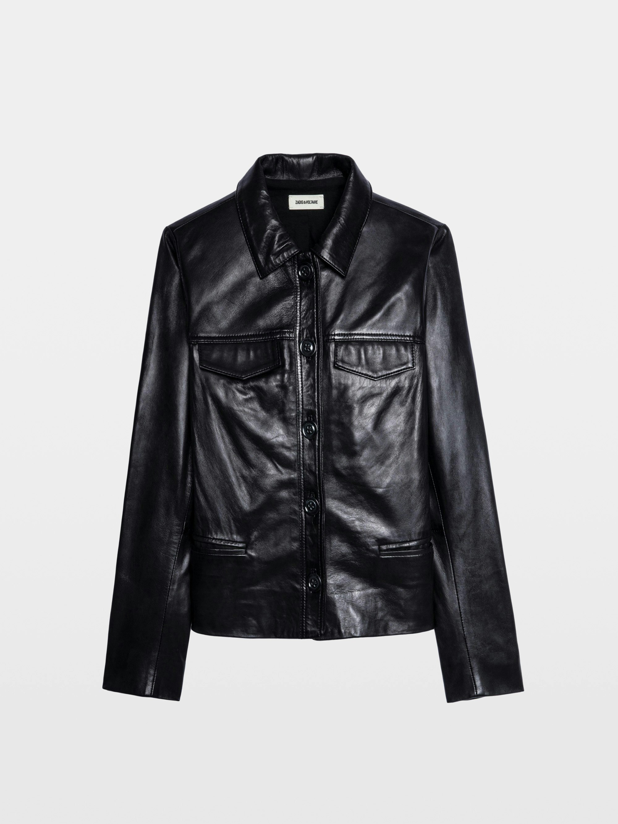 Litchi Leather Jacket Black Women | Zadig&Voltaire