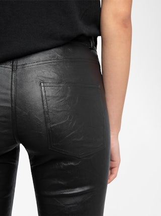 Phlame Crinkled Leather Pants - Women's black leather pants