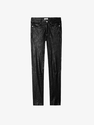 Phlame Crinkled Leather Pants - Women's black leather pants