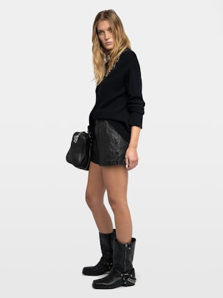 Short Pax de Cuero Arrugado - Short estilo bóxer de cuero arrugado.