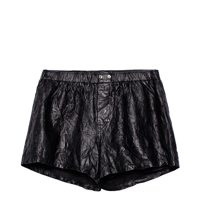 Image of Pax Crinkled Leather Shorts