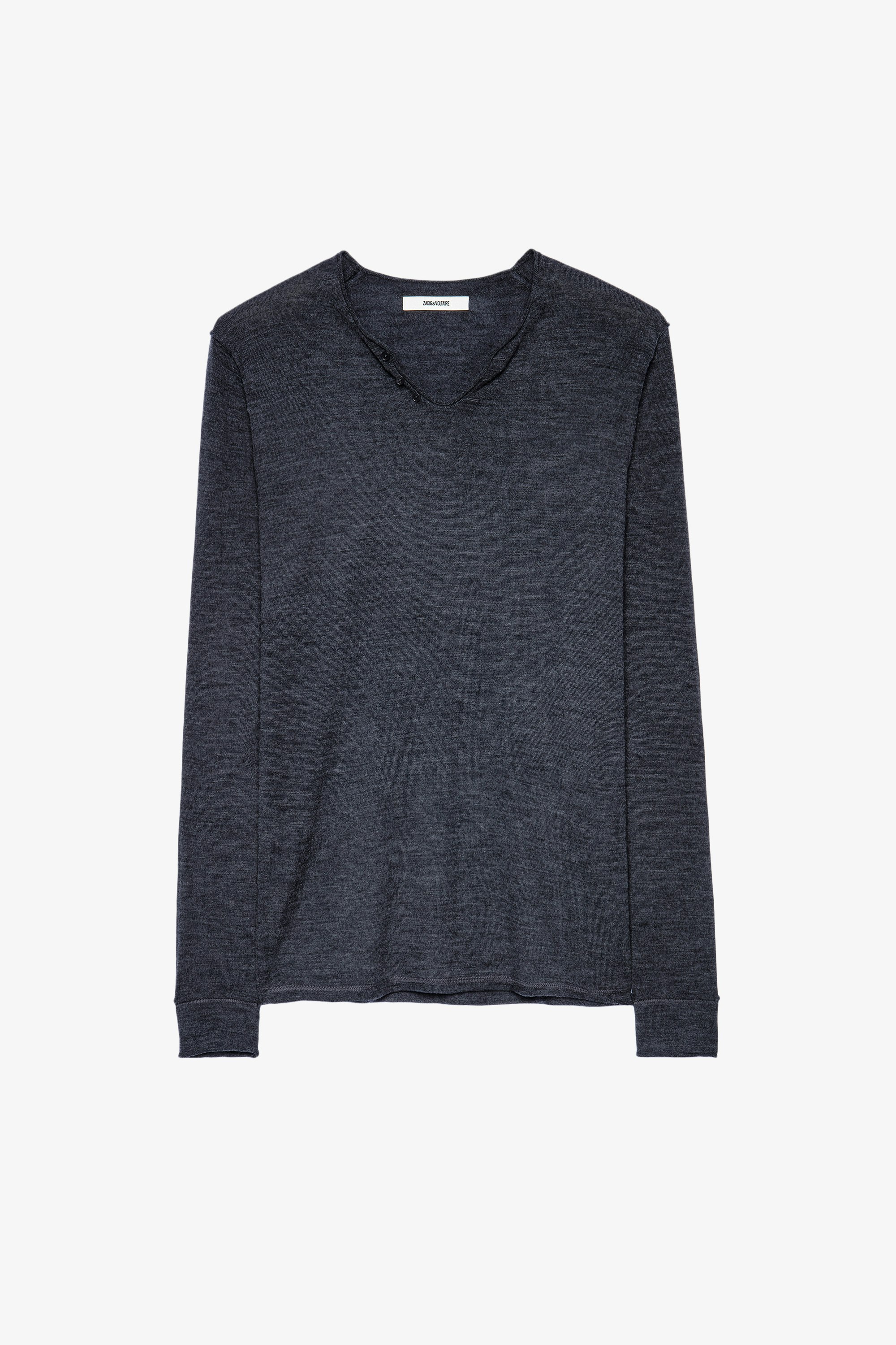 Monastir Ｔシャツ Merino wool henley grey sweater
