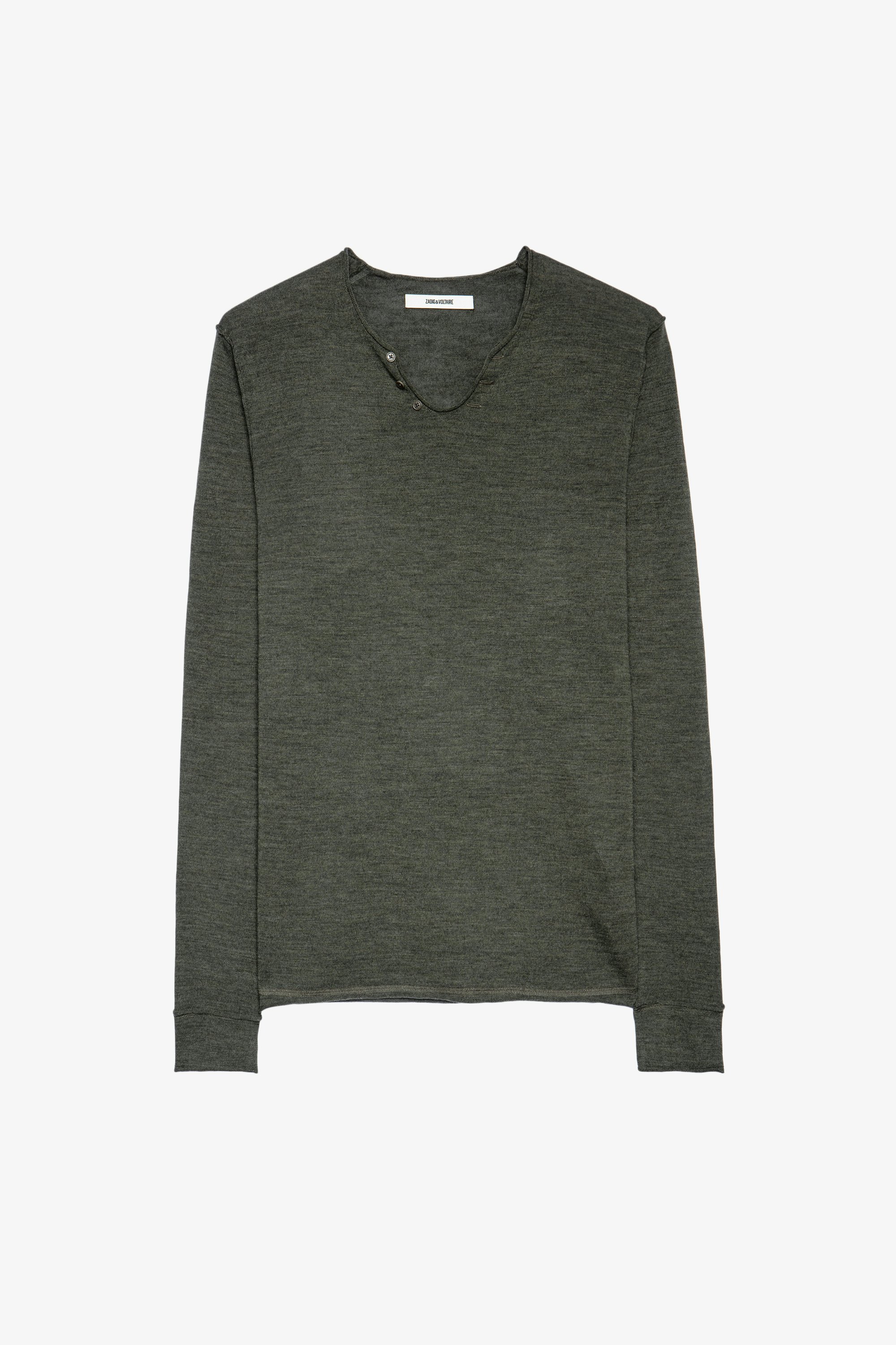 Monastir Ｔシャツ Merino wool henley khaki sweater
