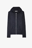 Clash Jumper 100% Wool - Men's anthracite gray hooded cardigan