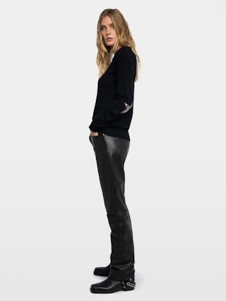 Cici Patch 100% Cashmere Jumper - Black 100% cashmere sweater.