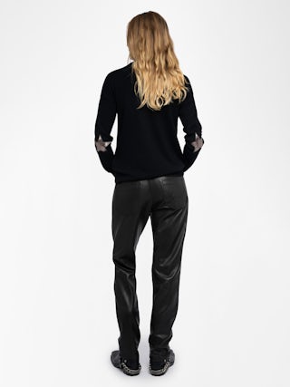 Cici Patch Cashmere Sweater - Wrap yourself in luxurious comfort with the Cici Patch Cashmere Sweater, a timeless essential with a modern twist. Made from 100% cashmere, this women’s elbow patch sweater features eye-catching silver-colored leather star patches for a unique, edgy touch. A ribbed neckline, cuffs, and waist enhance the fit, while delicate pointelle ZV signature detailing adds refined elegance. Soft, stylish, and effortlessly chic, this sweater is a must-have for any wardrobe.