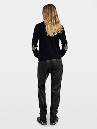 Cici Patch 100% Cashmere Jumper - Black 100% cashmere sweater.
