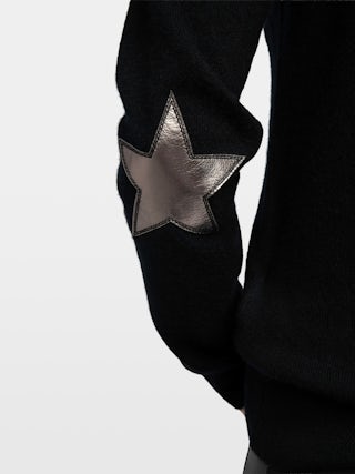 Cici Patch 100% Cashmere Jumper - Black 100% cashmere sweater.