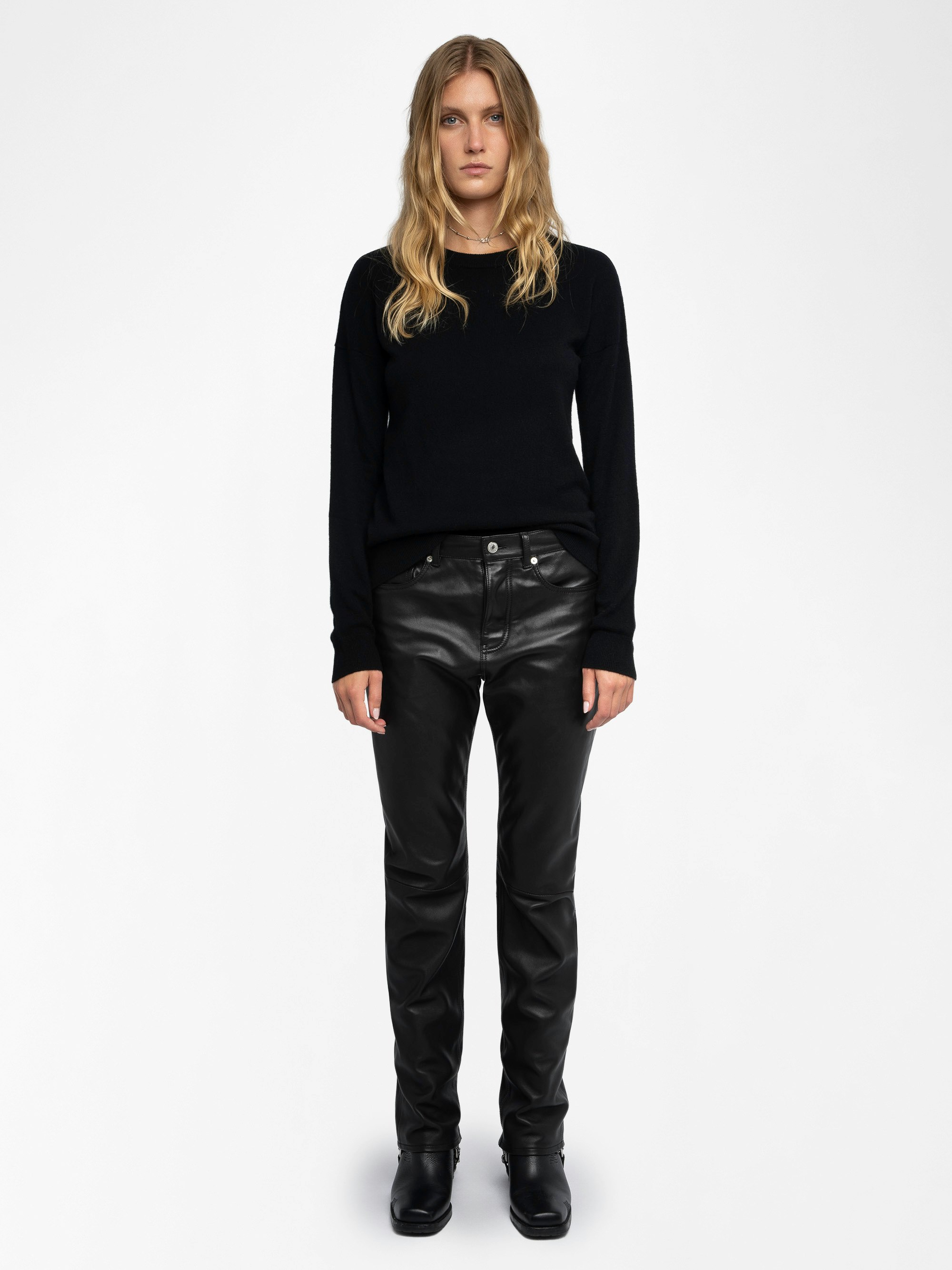 Cici Patch 100% Cashmere Jumper - Black 100% cashmere sweater.