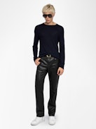 Teiss Cashmere Sweater - Men’s navy blue feather cashmere sweater.